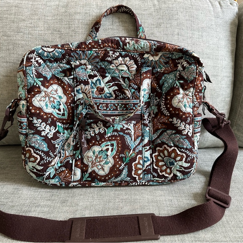 Vera Bradley laptop bag, blue and brown